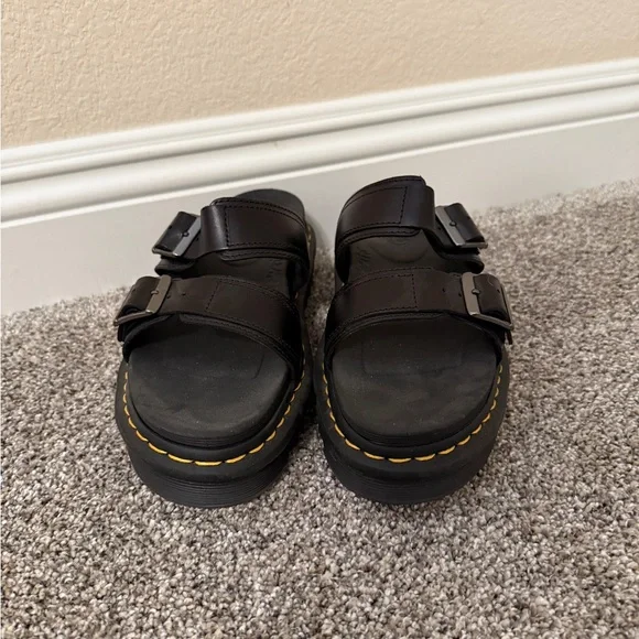 Dr. Martens Black Leather Myles Platform Sandals - Doc Martens - Picture 2 of 6